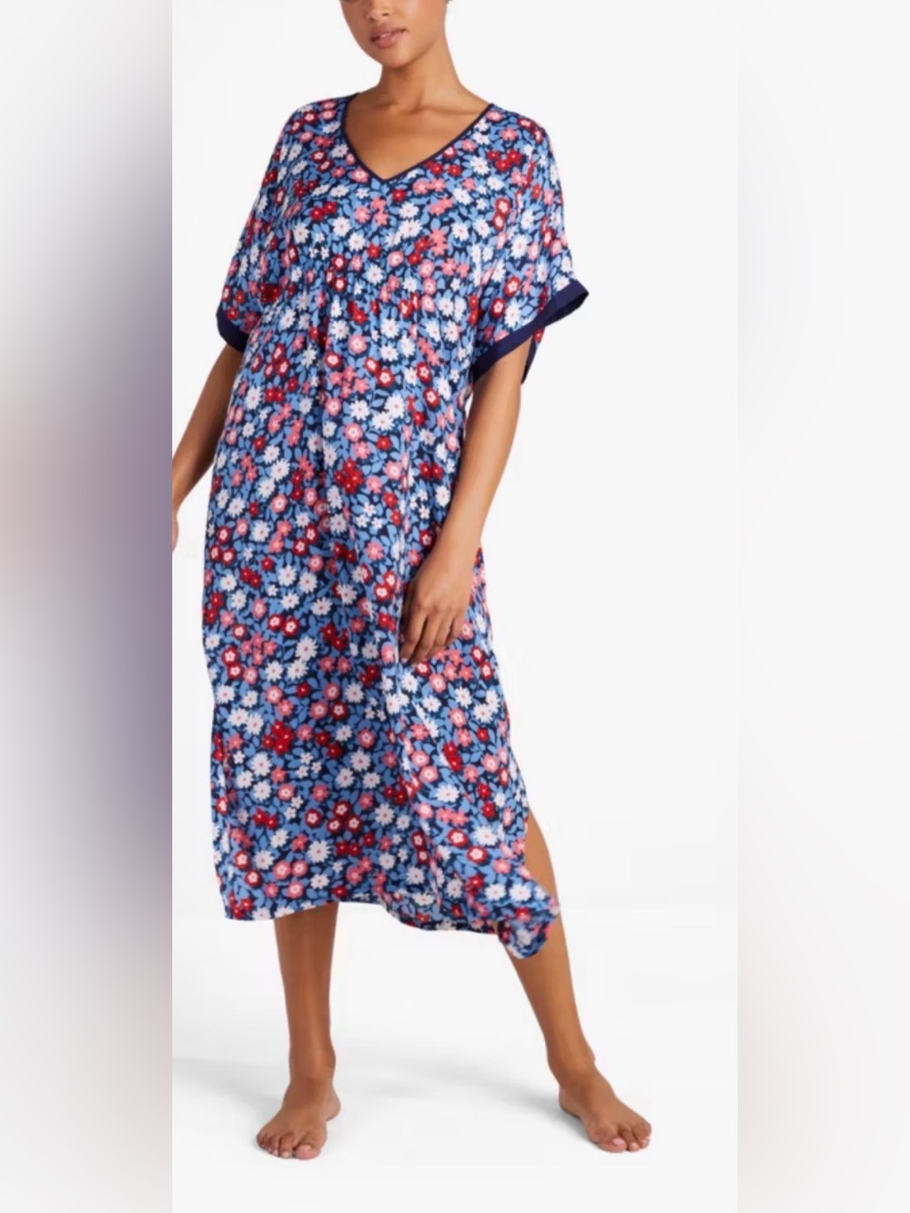 kate spade - Daisy Shadows Vibrant Floral Print Lightweight V Neck Dress XS /S